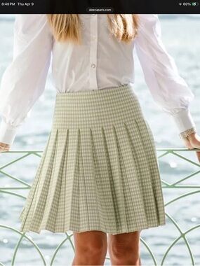 Aleeza Paris Pleated Houndstooth Skirt